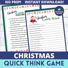 christmas quiz game for kids with the text, no prep instant instant instant instant instant instant instant