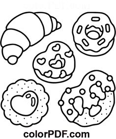 coloring pages for kids with donuts and croissants