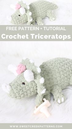 the crochet triceros pattern is shown with text overlay