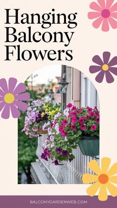 the front cover of hanging balcony flowers