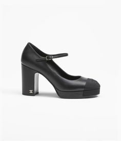 CHANEL - Mary Janes Lambskin & Grosgrain, Black - G45118B1401594305 - Shoes Chanel Heels, Chanel Party, Europe 2023, 2023 Wishlist, Mode Chanel, Chanel Casual, Chanel Store, Block Heel Pumps, Chanel Official