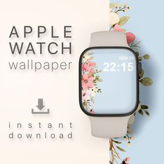 the apple watch wallpaper is displayed with flowers and leaves on it's side