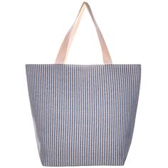 Large beach tote bag. Striped cotton blend bag. Web handles. Hat carrying straps. Inner zip pocket. Open cell phone pocket. Zipper closure. Cappelli pin detail. 20" W x 17" H Casual Canvas Shoulder Bag For Summer, Casual Summer Canvas Shoulder Bag, Blue Canvas Bag For The Beach, Casual Canvas Vacation Bag, Striped Travel Bags With Adjustable Strap, Vacation Cotton Shoulder Bag With Adjustable Strap, Summer Canvas Shoulder Bag With Pockets, Summer Canvas Bag With Double Handle For Daily Use, Travel Tote Shoulder Bag With Striped Lining