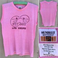 vintage Fly Away Las Vegas muscle tee shirt sleeveless t shirt 80s 1980s size XL | eBay Vintage Sleeveless T-shirt With Graphic Print, Vintage Tank T-shirt For Summer, Pink Sleeveless T-shirt With Graphic Print, Vintage Sleeveless Cotton T-shirt, Vintage Crew Neck Muscle Tee For Summer, Vintage Sleeveless Graphic Print T-shirt, Vintage Graphic Muscle Tee For Summer, Vintage Graphic Print Muscle Tee For Summer, Vintage Crew Neck Tank Top For Summer