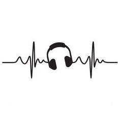 headphones and heartbeat line on white background