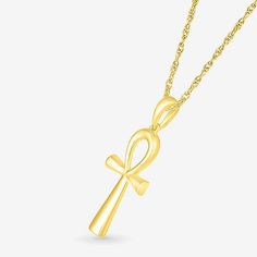 Jewelry Closure: Spring Ring ClaspLink Construction: SolidShape: CrossMetal Color: YellowChain Length: 18 InchChain Width: .6 MillimetersPendant Length: 24mmPendant Width: 9.5mmMetal: 10k GoldChain Construction: RopeCare: Wipe CleanNecklace Type: Pendant NecklacesCountry of Origin: Imported Elegant Cross Jewelry With Lobster Clasp, Spiritual Yellow Gold Jewelry With Lobster Clasp, 14k Gold Symbolic Jewelry With Adjustable Chain, Symbolic 14k Gold Jewelry With Adjustable Chain, Symbolic Yellow Gold Cross Jewelry, Elegant Ankh-shaped Gold Jewelry, 14k Gold Ankh Spiritual Jewelry, Gold Ankh Jewelry For Anniversary, Elegant 14k Gold Ankh Jewelry