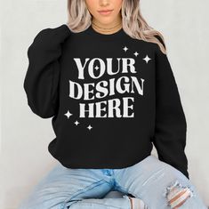 Fall Black Sweatshirt With Custom Print, Winter Black Top With Custom Print, Black Custom Print Tops For Winter, Black Custom Print Top For Winter, Black Branded Long Sleeve Sweater, Black Long Sleeve Sweater With Branding, Black Crew Neck Sweatshirt With Custom Print, Black Crew Neck Sweater With Branding, Black Relaxed Fit Sweatshirt With Custom Print