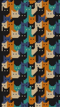 Cat Grid Crochet, Cat Pixel Grid Crochet, Pixel Art Knitting, Cat Tapestry Crochet Pattern, Cat Grid Pattern, Pixel Art Grid Crochet, Crochet Cat Tapestry, Cat Pixel Art Grid, Crochet Pixel Grid Patterns