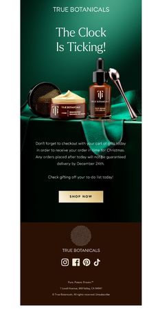 the website for true botanicals is shown with an image of products in front of it