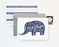 two greeting cards with an elephant on them