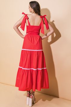 Elegant Cotton Midi Dress For Vacation, Cotton Ruched Midi Dress For Brunch, Cotton Maxi Dress With Tie Straps For Brunch, Elegant Cotton Midi Dress With Tie Straps, Elegant Cotton Maxi Dress With Tie Straps, Cotton Ruched Maxi Dress For Casual Wear, Cotton Ruched Maxi Dress For Day Out, Cotton Maxi Dress With Ruched Detail For Day Out, Cotton Midi Dress With Tie Straps