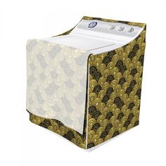 an image of a gold and black pattern on the front of a washing machine cover