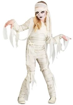 Kid Halloween Costumes Girl, Halloween Costumes Kids Girls Age 10, Mummy Costume Kids, Scary But Cute Halloween Costumes, Girls Halloween Costumes For Kids, Undead Costume, Kids Mummy Costume, Purim Makeup