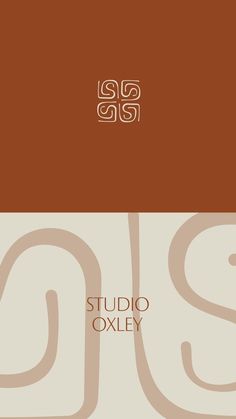 the logo for studio oxley is shown in brown and beige colors, with an abstract design