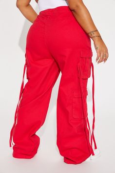 Available In Red And Black. Wide Leg Fit Zipper & Button Front Closure Functional Side Cargo Pockets Functional Front Pockets Non-Stretch Twill 33" Inseam 98% Cotton 2% Other Fibers Imported | Golden Hour Wide Leg Cargo Pant in Red size Medium by Fashion Nova Fashion Nova Pants, Cargo Pant, Grey Fashion, Red Fashion, Golden Hour, Red And Black, Fashion Pants, Fashion Nova, Wide Leg