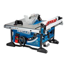 a table saw with tools on top of it