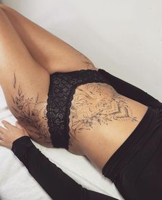 Hip Tattoo Ideas, Person Aesthetic, Waist Tattoos, Hip Thigh Tattoos