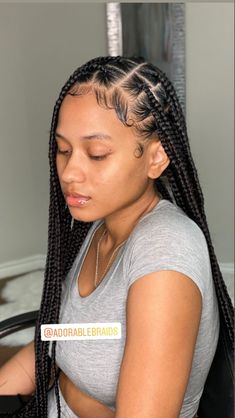 Big Square Box Braids, Sheree Whitfield Braids, Large Knotless Box Braids Small Parts, Braids For 7th Graders, Edges With Box Braids, Box Braids Natural Hair No Weave, Box Braids Edges, Edges On Braids, Braids On Natural Hair No Weave