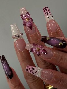 Deep Magenta Nails, Nails Design 2024, Magenta Nails Design, Nail Art With Flowers, Deep Purple Nails, 3d Gel Nail Art, Pink And Purple Nails, Purple And Pink Nails, Magenta Nails