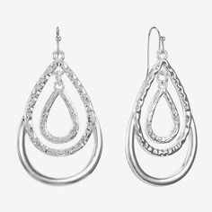 Maximum movement is achieved as these teardrop earrings sway with your every step.Metal: Silver-tone metalJewelry photos are enlarged to show detail.Earring Back: WireMetal Color: Silver ToneEarring Length: 2 InchEarring Width: 1 1/4 InchCare: Wipe CleanEarrings Type: Wire EarringsEarrings Style: Drop EarringsMetal: ZincCountry of Origin: Imported Drop Earrings Silver, Earrings Drop, Silver Drop Earrings, Earrings Color, Earrings Silver, Teardrop Earrings, Liz Claiborne, Jewellery And Watches, Silver Tone