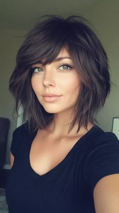 27 Stunning Layered Stacked Bob Haircut Ideas You Need to Try Right Now Even Short Haircut, Angled Shag Haircut, Layered Short Hair For Thick Hair, Edgy Haircuts Straight Hair, Thick Layered Haircut, Short At Back Long At Front Hair, Extreme Layered Hair Medium, Medium Length Bob Haircut For Fine Hair, Haircut Ideas For Thinning Hair