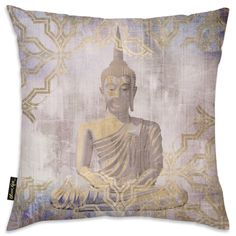 a decorative pillow with a buddha image on it