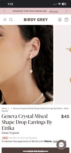 an image of a woman's ear with jewelry on it and the words birdy grey