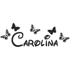 the word carolina surrounded by butterflies in black on a white background wall decals, stickers and more