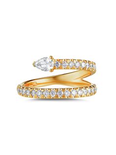 The Serpent ring from Carbon & Hyde features a snake style pave diamond design with a quarter carat pear shape ending. This stunning and sophisticated ring is perfect for everyday wear and will add just the right amount of sparkle into your look! Crafted in 14k yellow gold. Detailed in diamond, .70 cts. Diamonds totaling 0.70 carats. Elegant Snake-shaped Diamond Ring, Elegant Pear-shaped Diamond Ring With Pave Setting, Fine Jewelry Diamond Ring With Snake Shape, Serpent Ring, The Serpent, Yellow Gold Ring, Diamond Design, Pear Shape, Metal Rings