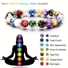 Anti Anxiety Yoga Balance Your Energy: This 7 Chakra Healing Crystal Bracelet Is Designed To Balance Your Energy And Promote Inner Peace. Anti-Anxiety Aid: The Calming Properties Of The Crystals In This Bracelet Can Help Reduce Anxiety And Stress. Perfect For Yoga And Meditation: Wear This Bracelet During Your Yoga Or Meditation Practice To Enhance Your Spiritual Journey. Thoughtful Gift: This Bracelet Makes A Thoughtful Gift For Anyone Who Loves Yoga, Meditation, Or Crystals. Stylish Accessory: Chakra Bracelet Meaning, Chakra Beads Bracelet, Yoga Balance, Chakra Energy, Seven Chakra, Chakra Beads, Bracelets With Meaning, Beautiful Crystals, Crystals Jewelry