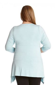 FROZEN ICE BLUE AQUA MIST PLUS SIZE EMBELLISHED HANKY TOP #Frozen #Ice #Blue #Aqua #Mist #Plus #Size #Embellished #Hanky #Top #Fashion Draped Top, Plus Size Blouses, Plus Size Shirts