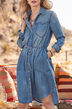 Material Cotton, Denim Style Casual, Street Pattern Type Solid Element Frenulum Neckline Turndown Collar Sleeve Style Regular Sleeve Sleeve Length Long Sleeve Suit Type Dress Clothing Length Regular Closed Type Cardigan Type Patchwork Size(cm) Bust Dresses Length S 95 90 M 100 91 L 105 92 XL 110 93 2XL 115 94 Tips: Due to the many variations in monitors, the color in the image could look slightly different, please take physical design and color shall prevail. Please allow 1cm-2cm differs due to Lapel Dress, Denim Style Casual, Long Sleeve Denim Dress, Long Sleeve Suit, Blue Dress Women, Classic Shirt Dress, Off White Dresses, Summer Denim, Denim Shirt Dress