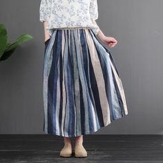 Летняя льняная юбка в тонкую полоску в стиле ретро – Babakud Stripes Skirt, Summer Retro, Linen Color, Stripe Skirt, Wedding Accessories, Color Matching, Maxi Skirt, Midi Skirt, Stripes