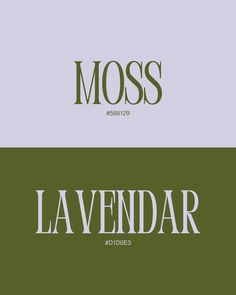 two different logos for moss, lavender and other things that are in the same color scheme