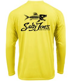 Our first ever long sleeve sun shirt, the Salty Joe's Skeleton Fish Long Sleeve Sun Shirt. These new SPF shirts are perfect for anything under the sun. Whether you are our fishing our simply hanging under the sun these uv shirts will get the job done. Our long sleeve fishing shirts are perfect for days out on the lake too! Get your sun shirt today! 4-ounce, 100% polyester interlock with PosiCharge technology UPF rating of 50 Set-in sleeves Free shipping on orders $75+ Casual Long Sleeve Rash Guard With Upf 50+, Moisture-wicking Long Sleeve Tops For Beach, Moisture-wicking Long Sleeve Rash Guard For Summer, Long Sleeve Moisture-wicking Rash Guard For Summer, Summer Long Sleeve Moisture-wicking Rash Guard, Upf 50+ Crew Neck Tops For Surfing, Casual Long Sleeve Moisture-wicking Shirt, Casual Long Sleeve Rash Guard For Beach, Casual Long Sleeve Rash Guard For The Beach