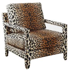 the leopard print chair is upholstered with clear acrylic and black paint