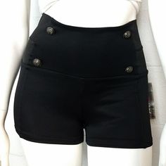 Costume, Club, Festival, Etc. Black With Anchor Buttons High Waisted 95% Polyester, 5% Spandex New With Tags High Waist Black Bottoms With Built-in Shorts, Fitted Black Bottoms With Built-in Shorts, Black High Stretch Pants With Built-in Shorts, High Waist Elastic Black Shorts, Black High Waist Elastic Shorts, High Waist Fitted Pants With Built-in Shorts, Fitted High-waist Pants With Built-in Shorts, Black High Stretch Bottoms With Wide Waistband, Fitted Elastane Shorts For Night Out