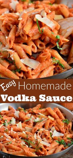 homemade vodka sauce made with pasta and parmesan cheese