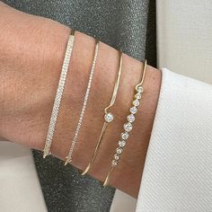 Double Row Pave Bangle – Lindsey Leigh Jewelry Luxury Dainty Stackable Bangle, Luxury Minimalist Stackable Diamond Bracelet, Luxury Double Band Bracelet As Gift, Classy Bracelets, Classy Jewellery, Gold Bead Bracelet, Pave Bangle, Dope Jewelry Accessories, Classy Jewelry