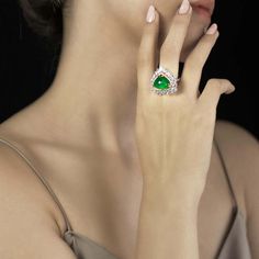 For Sale on 1stDibs - This one is a special one, it is from a very special collection of very special lady. 10.90 Ct's Cabochon Emerald Cocktail Ring Heart Shaped Diamond Ring Emerald Cocktail Ring, Emerald Cocktail, Heart Shaped Diamond Ring, Ring Heart, Special One, Heart Shaped Diamond, Emerald Ring, Cocktail Ring, Cocktail Rings