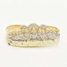 "Double Finger Textured Last Supper Open Sides Ring Real 10K Yellow White Gold Metal : Real 10K Yellow White Gold (Properly Stamped, 10K) Condition : Brand New Finish : Polished Average Weight : 11.40 grams Length : Size 11.5 Width : 21.5mm x 47.5mm = 13/16\" x 1 3/4\" Clasp/Bail : Can be resized down or up at your local jeweler All of our items are brand new and are shipped with a gift box." Picture Pendant, Average Weight, Last Supper, Cz Pendant, Men's Jewelry Rings, Gold Price, Jewelry Business, Signet Ring, Yellow White