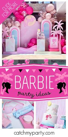 barbie birthday party with pink and blue decorations