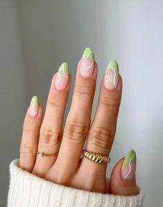 -- #green #nails Cute Simple Nails, Valentine Nails, Cute Nail Ideas, Casual Nails, Colorful Nails, Aesthetic Nails, Summer Nail Art, Trendy Nail Art