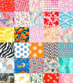 an assortment of different patterns and colors