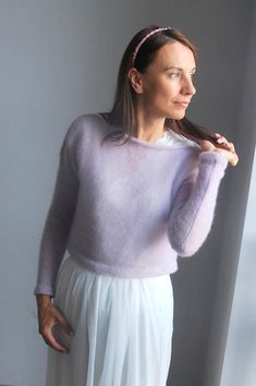 Sweaters, pullovers , women's sweaters , minimalist sweater, cowl neck sweater, white sweater , mohair-silk sweater, soft pullover, silk sweater, ivory pullover, bridal sweater. This knitted sweater is my absolute love. This model is one of the most popular among our clients. Transparent knitwear will look great as a spring or summer image and even winter. :) To create this model, I used the yarn of the famous manufacturers. It perfectly emphasizes the silhouette and line of the bust. The sweate Elegant Mohair Crew Neck Sweater, Elegant Knitted Sweater For Winter, Elegant Soft Knit Mohair Sweater, Elegant Mohair Soft Knit Sweater, Elegant Fitted Hand-knitted Sweater, Elegant Hand Knitted Fitted Sweater, Elegant Fitted Hand Knitted Sweater, Elegant Long Sleeve Knitted Sweater, Bridal Sweater