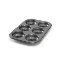 an empty muffin pan on a white background