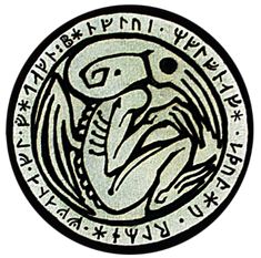 an ancient seal with the image of a bird on it