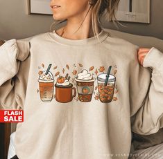 "Its Fall Yall - Fall Sweatshirt for Women, Pumpkin Shirt, Fall Crewneck Womens Thanksgiving Shirt Shop with Confidence! We are a 5-Star Rated Shop operating since 2015! HOW TO ORDER MULTIPLES: 1. Select your size and color in the drop down menus. 2. Click Add to Cart, then go back and repeat for each shirt. SIZING: * All sweatshirts are unisex, classic fit. Please refer to size chart in listing photos for details. * Easy measuring tip: Take your favorite shirt, lay it on a flat surface and meas Cute Fall Sweater, Cute Sweaters For Fall, Thanksgiving Sweater, Coffee Sweater, Nurse Halloween, Halloween Tattoo, Vintage Thanksgiving, Coffee Sweatshirt, Halloween Nurse