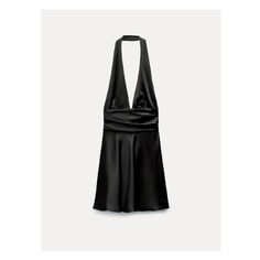 Short dress with deep V-neckline. Open back with self tie. Tonal interior lining. Side hidden in-seam zip closure. Halter Neck Satin Dress, Mini Dresses For Women, Black Halter Neck Dress, Black Halter, Satin Halter Dress, Halterneck Dress, Fabric Matching, Mini Dresses Summer, Zara Woman Dress