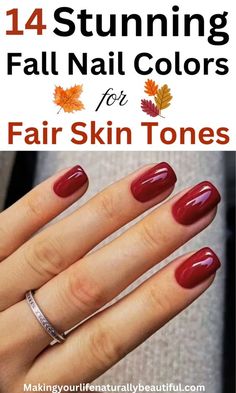 Check out this list of 14 best fall nail colors for fair skin tones. These fall nail colors are going to make your hands look the best in this fall season. Fall nail ideas. Best fall season nail colors. September Nails By Skin Tone Range, Fall Nail Paint Colors, Best Nail Color For September, Fall Nails On Pale Skin, Summer Fall Nail Colors, Sns Fall Nail Colors, Fall Nail Neutral Colors, Fall 2024 Dip Nail Colors, Fall Nail Colors Dip Powder Ombre